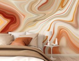 Origin Murals Marbled Ink Wall Mural in Burnt Orange - Size: W300 cm x H240 cm - thumbnail 3
