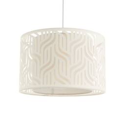 First Choice Lighting Set of 2 Mylo - Taupe Linen Cut Out 35cm Easy Fit Pendant Shades in Cream - thumbnail 2