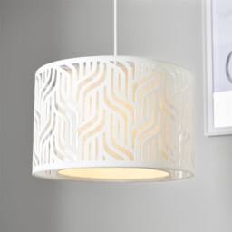 First Choice Lighting Set of 2 Mylo - Taupe Linen Cut Out 35cm Easy Fit Pendant Shades in Cream - thumbnail 9