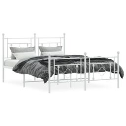 Berkfield Home Metal Bed Frame without Mattress with Footboard White 140x200cm - Size: 140x200 cm - thumbnail 3