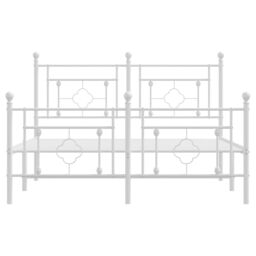 Berkfield Home Metal Bed Frame without Mattress with Footboard White 140x200cm - Size: 140x200 cm - thumbnail 5