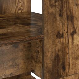 Berkfield Home Desk with Storage Smoked Oak 113x54x120 cm Engineered Wood in Brown - Size: 113 x 54 x 120 cm - thumbnail 7