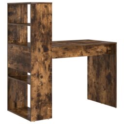 Berkfield Home Desk with Storage Smoked Oak 113x54x120 cm Engineered Wood in Brown - Size: 113 x 54 x 120 cm - thumbnail 6