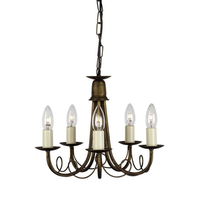 Netlighting Minster 5 Light Chandelier Black Gold Finish E14