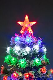 Shatchi 3Ft/90cm Frosted Tips 8 Modes Fibre Optic Christmas Tree LED Pre-Lit in Green - Size: 3ft - thumbnail 3