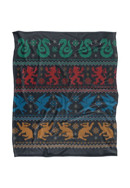 Warner Brothers Harry Potter & The Deathly Hallows House Crests Blanket 152 x 127 cm in White - image 1