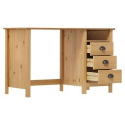 Berkfield Home Desk Hill with 3 Drawers 120x50x74 cm Solid Pine Wood in Brown - Size: 120 x 50 x 74 cm - thumbnail 3