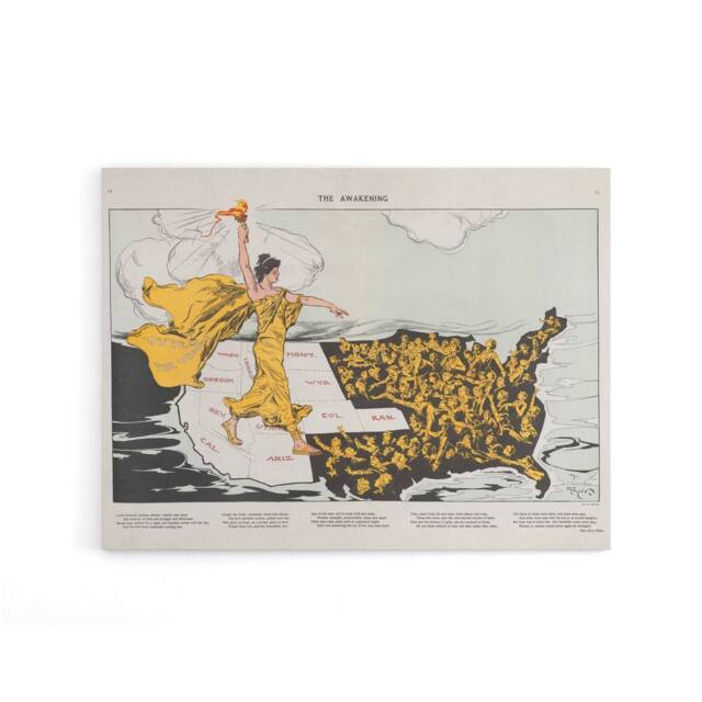 "Artery8 Mayer Map Liberty Awakening Votes Women Canvas Wall Art Print - Size: W24"" x H32""" - image 1
