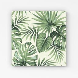 "Warren Reed - Designer Exotic Palm Leaves Canvas in Green - Size: W30"" x H30""" - thumbnail 1