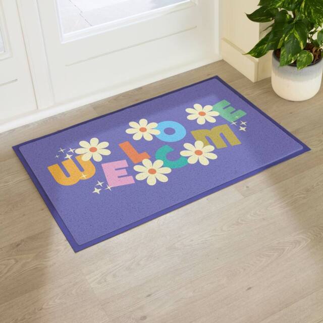 Artsy Mats Elizabeth Olwen Welcome Indoor/Outdoor Doormat (90x60cm) in Purple - Size: 60 x 90 cm - image 1