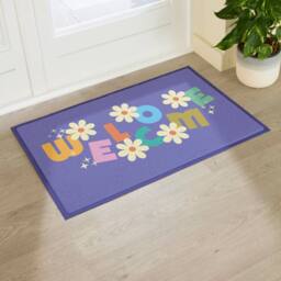 Artsy Mats Elizabeth Olwen Welcome Indoor/Outdoor Doormat (90x60cm) in Purple - Size: 60 x 90 cm - thumbnail 1