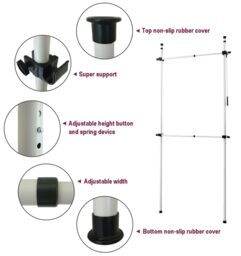 House of Home Telescopic Clothes Rack Wardrobe Organiser Hanging Rail Adjustable Storage in White - thumbnail 5