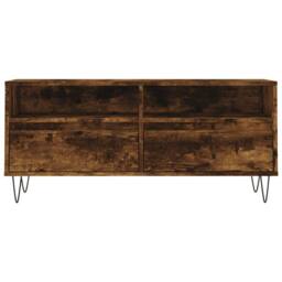Berkfield Home TV Cabinet Smoked Oak 100x34.5x44.5 cm Engineered Wood in Brown - thumbnail 5
