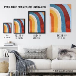 "Artery8 Mid Century Modern Rainbow Painting Abstract Boho Framed Art Print - Size: W12"" x H16""" - thumbnail 3