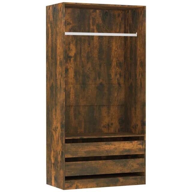 Berkfield Home Wardrobe Smoked Oak 100x50x200 cm Engineered Wood in Brown - Size: 100 x 50 x 200 cm - image 1