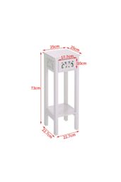Living and Home 2-tier French Style Small Slim Accent Side Table Stand Wood Unit Nightstand with Drawer Shelf in White - thumbnail 6