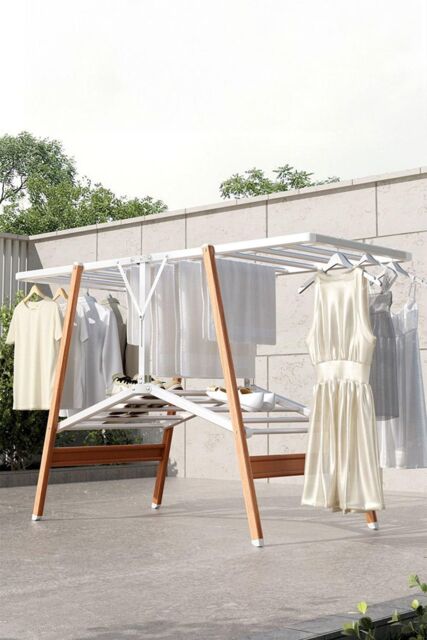 H&O Direct Foldable Aluminium Clothes Drying Rack in White - image 1