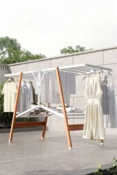H&O Direct Foldable Aluminium Clothes Drying Rack in White - thumbnail 1