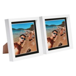 "Nicola Spring 8"" x 8"" White 3D Box Photo Frames - 6"" x 6"" Mount - Pack of 2 in Black" - thumbnail 1