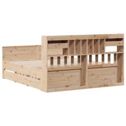 Berkfield Home Bookcase Bed without Mattress 180x200 cm Super King Solid Wood Pine in Light Tan - thumbnail 6