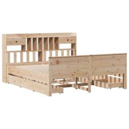 Berkfield Home Bookcase Bed without Mattress 180x200 cm Super King Solid Wood Pine in Light Tan - thumbnail 3