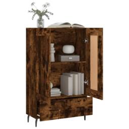 Berkfield Home Highboard Smoked Oak 69.5x31x115 cm Engineered Wood in Brown - thumbnail 4