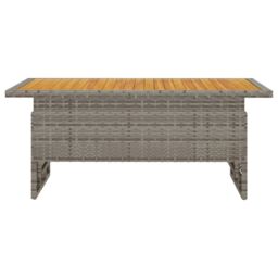 Berkfield Home Garden Table Grey 100x50x43/63 cm Solid Wood Acacia&Poly Rattan in Black - thumbnail 3