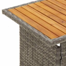 Berkfield Home Garden Table Grey 100x50x43/63 cm Solid Wood Acacia&Poly Rattan in Black - thumbnail 6