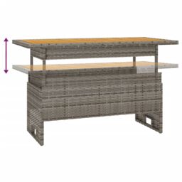 Berkfield Home Garden Table Grey 100x50x43/63 cm Solid Wood Acacia&Poly Rattan in Black - thumbnail 5