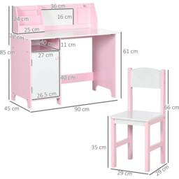 SPETLEK Desk & Chair Set 2 PCs in Pink - thumbnail 2