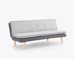 Home Detail Willow Fabric Sofa Bed With Duo Constrast Pillow Topper Cushions & Wooden Legs in Light Grey - thumbnail 2
