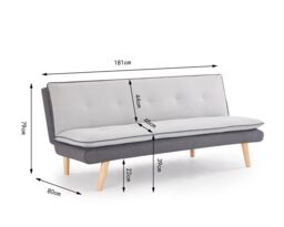 Home Detail Willow Fabric Sofa Bed With Duo Constrast Pillow Topper Cushions & Wooden Legs in Light Grey - thumbnail 6
