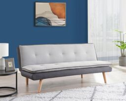 Home Detail Willow Fabric Sofa Bed With Duo Constrast Pillow Topper Cushions & Wooden Legs in Light Grey - thumbnail 1