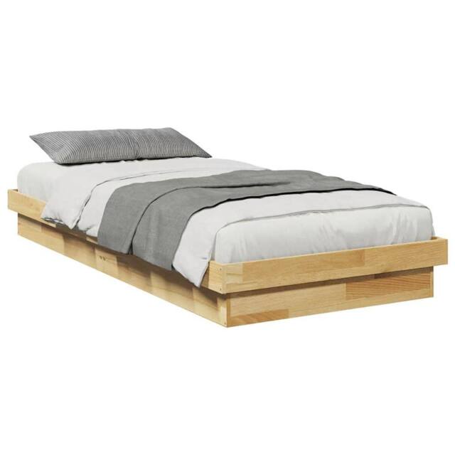 Berkfield Home Beautiful Bed Frame Without Mattress 75x190 cm Solid Oak Wood in Light Oak - image 1