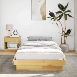 Berkfield Home Beautiful Bed Frame Without Mattress 75x190 cm Solid Oak Wood in Light Oak - thumbnail 4
