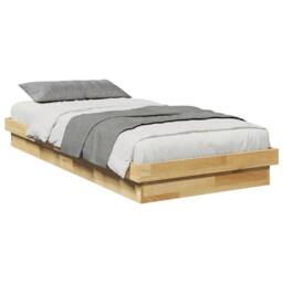 Berkfield Home Beautiful Bed Frame Without Mattress 75x190 cm Solid Oak Wood in Light Oak - thumbnail 1