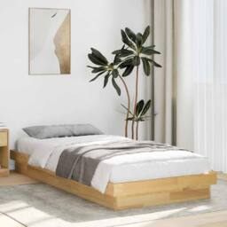 Berkfield Home Beautiful Bed Frame Without Mattress 75x190 cm Solid Oak Wood in Light Oak - thumbnail 2