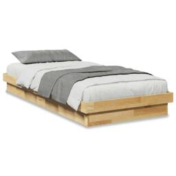 Berkfield Home Beautiful Bed Frame Without Mattress 75x190 cm Solid Oak Wood in Light Oak - thumbnail 3