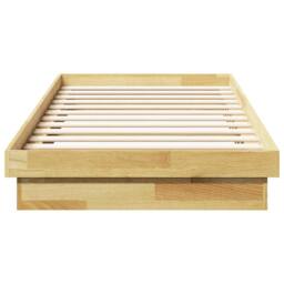 Berkfield Home Beautiful Bed Frame Without Mattress 75x190 cm Solid Oak Wood in Light Oak - thumbnail 5