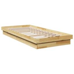 Berkfield Home Beautiful Bed Frame Without Mattress 75x190 cm Solid Oak Wood in Light Oak - thumbnail 7
