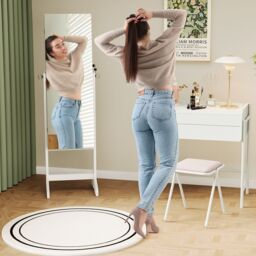 Dprodo Standing Jewelry Armoire Cabinet with Full Length Mirror in White - Size: 1 Pack - thumbnail 3