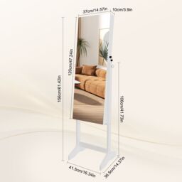 Dprodo Standing Jewelry Armoire Cabinet with Full Length Mirror in White - Size: 1 Pack - thumbnail 4