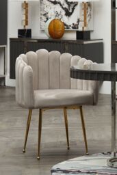 Orsina Mink Velvet Dining Chair, Modern Chair with Golden Legs, Lasting Accent Chair for Home, Office in Brown - thumbnail 5
