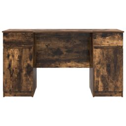 Berkfield Home Desk Smoked Oak 140x49x76 cm Engineered Wood - Size: 140 x 49 x 76 cm - thumbnail 7