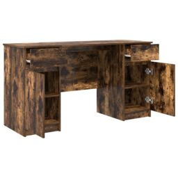 Berkfield Home Desk Smoked Oak 140x49x76 cm Engineered Wood - Size: 140 x 49 x 76 cm - thumbnail 5