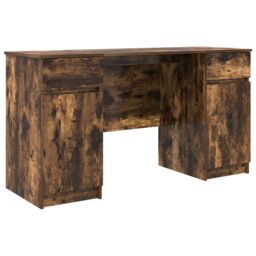 Berkfield Home Desk Smoked Oak 140x49x76 cm Engineered Wood - Size: 140 x 49 x 76 cm - thumbnail 2