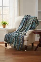 Living and Home Bohemian Sofa Throw Blanket with Tassels in Blue - thumbnail 1