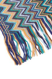 Living and Home Bohemian Sofa Throw Blanket with Tassels in Blue - thumbnail 6