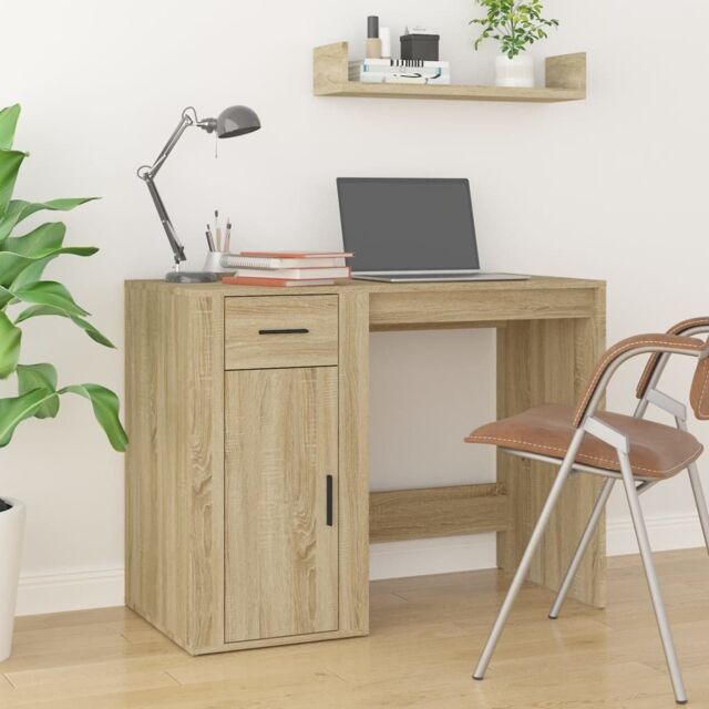 Berkfield Home Desk Sonoma Oak 100x49x75 cm Engineered Wood in Brown - Size: 100 x 49 x 75 cm - image 1
