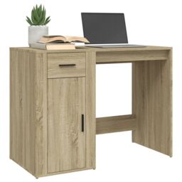 Berkfield Home Desk Sonoma Oak 100x49x75 cm Engineered Wood in Brown - Size: 100 x 49 x 75 cm - thumbnail 4